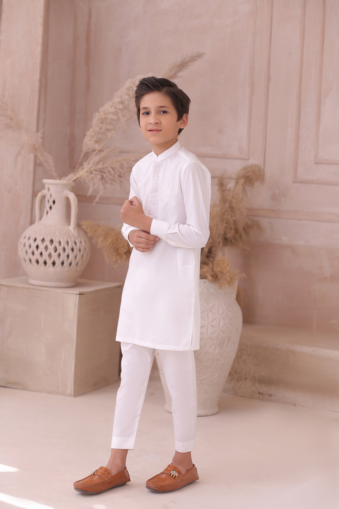 DMW White Junior Kurta Pajama Suit