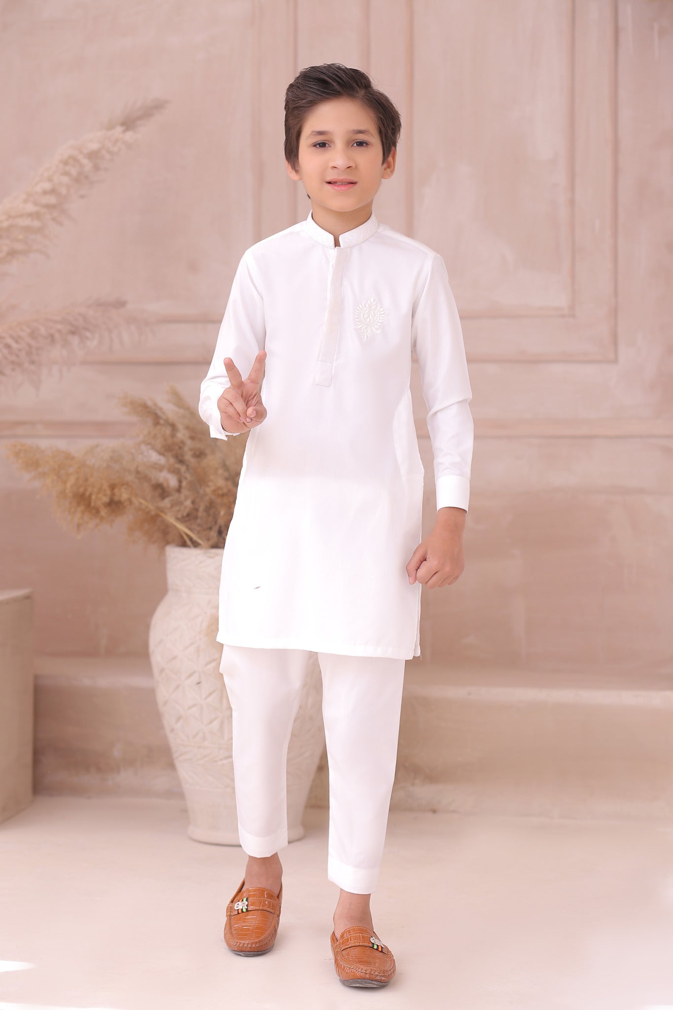 DMW White Junior Kurta Pajama Suit