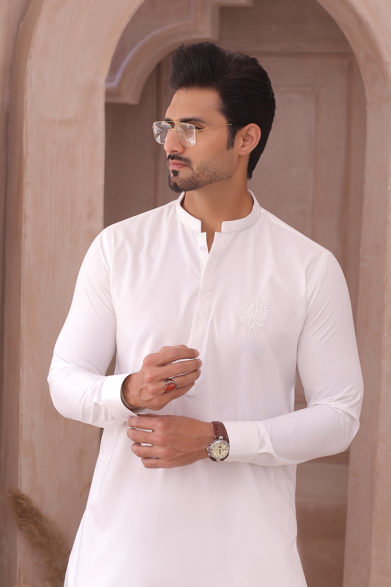 DM 701 White Kurta Pajama For Men