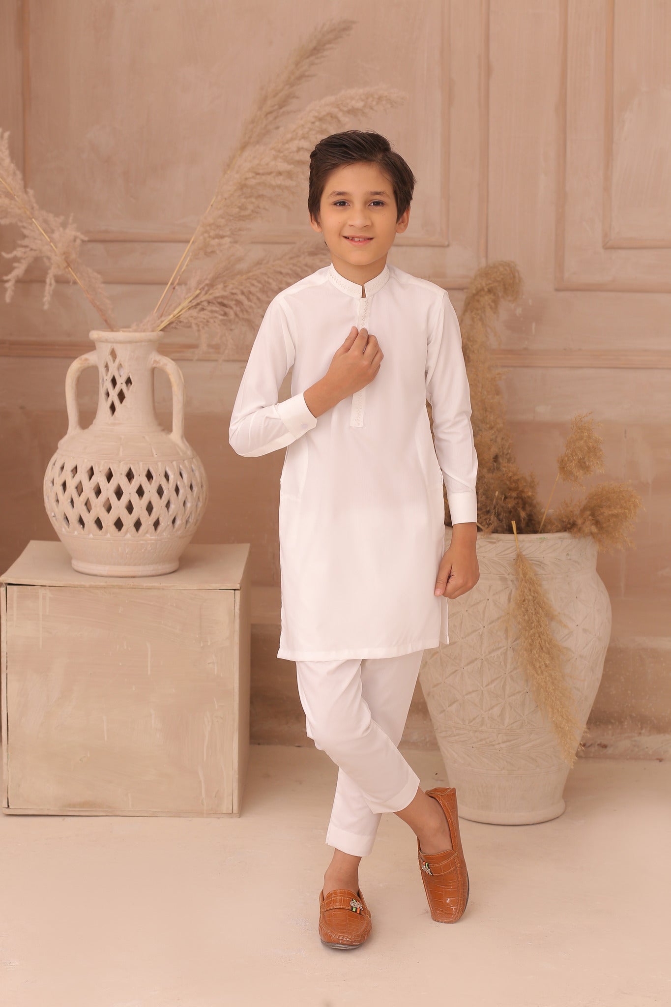 DMW  White Junior Kurta Pajama Suit