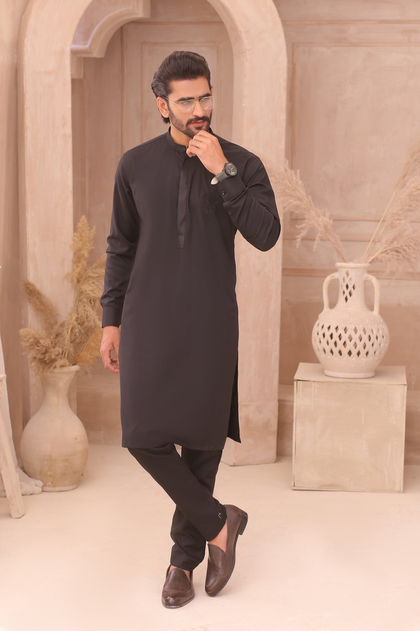 DM 706 Black Gents Pajama Kurta