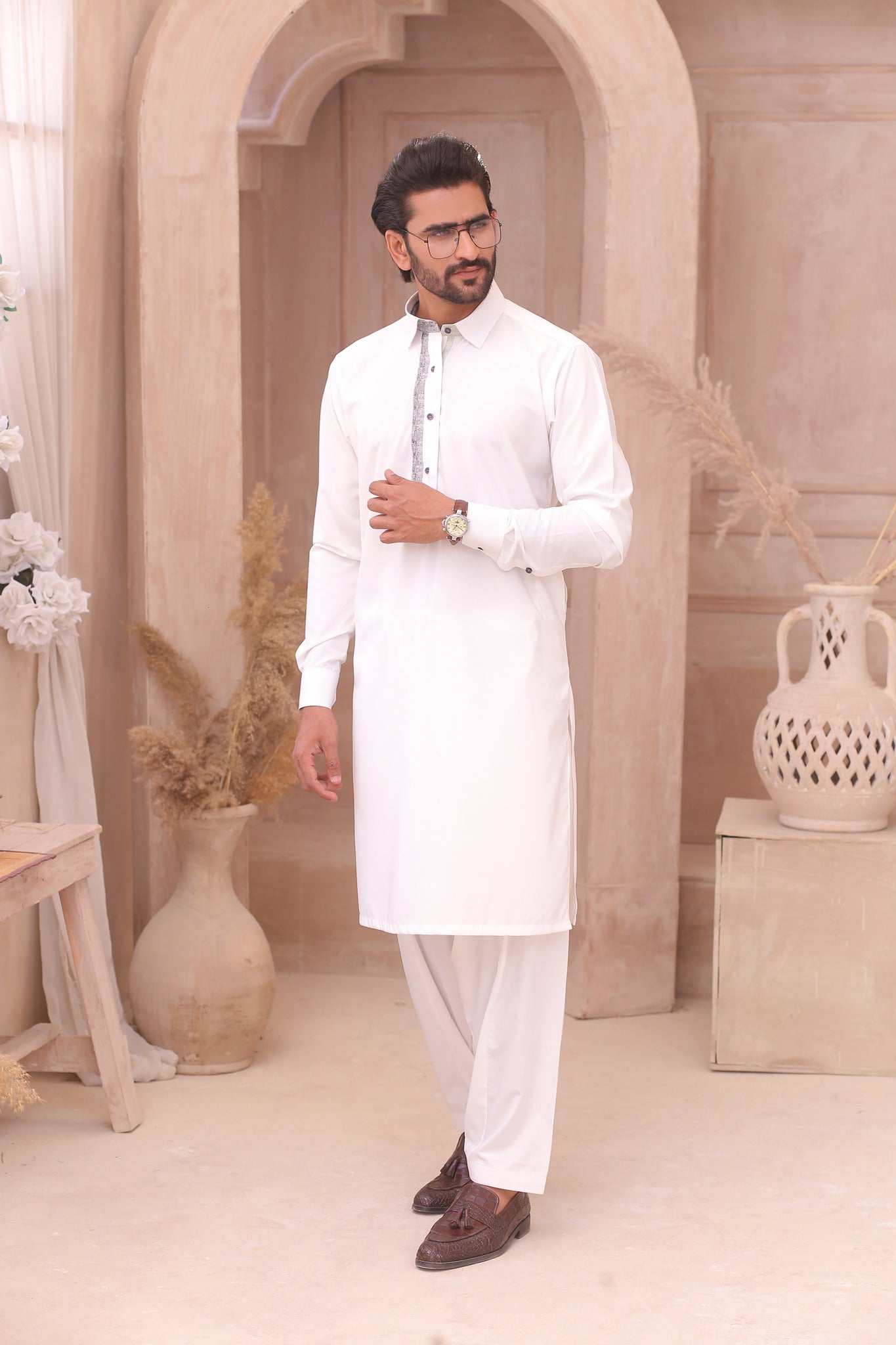 DM 698 White Shalwar Kameez