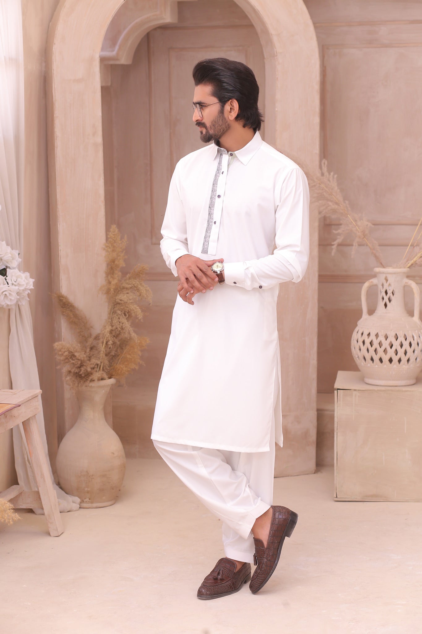 DM 698 White Shalwar Kameez