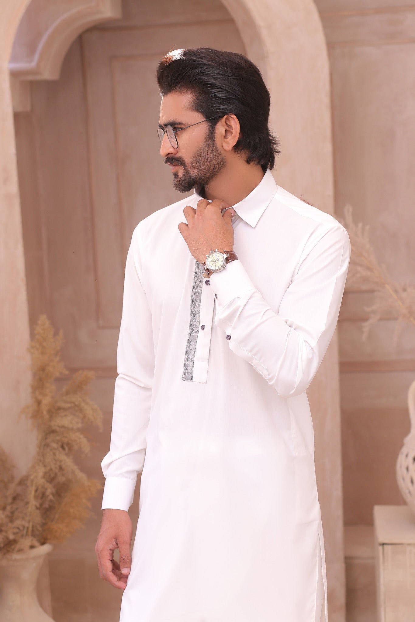 DM 698 White Shalwar Kameez