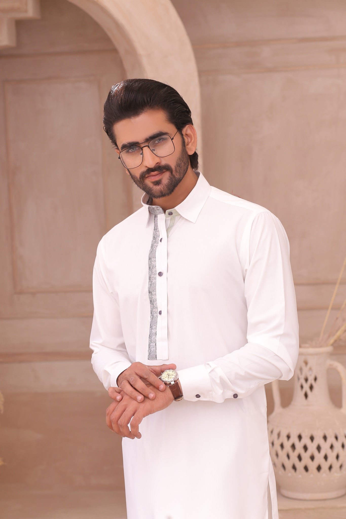 DM 698 White Shalwar Kameez