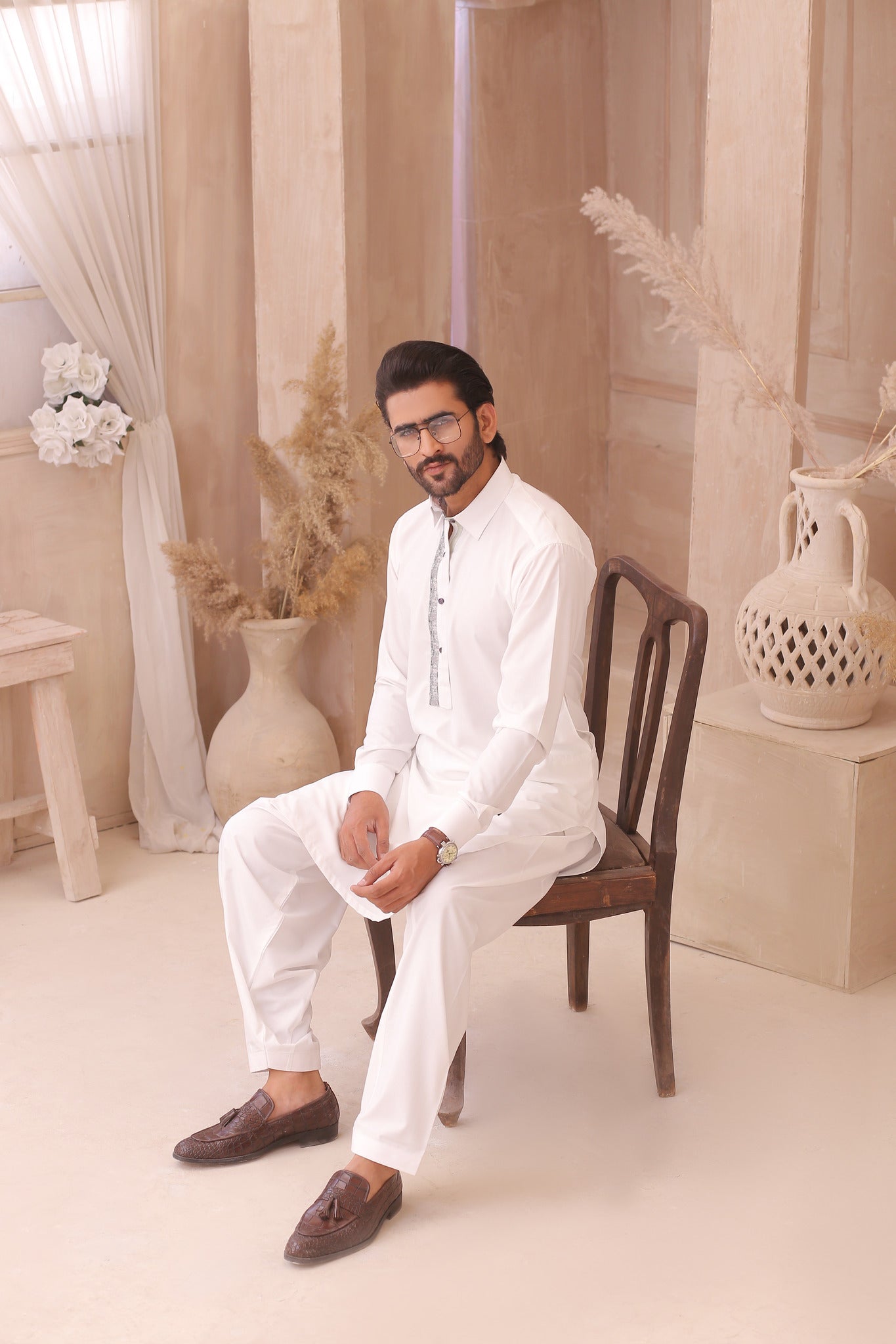 DM 698 White Shalwar Kameez