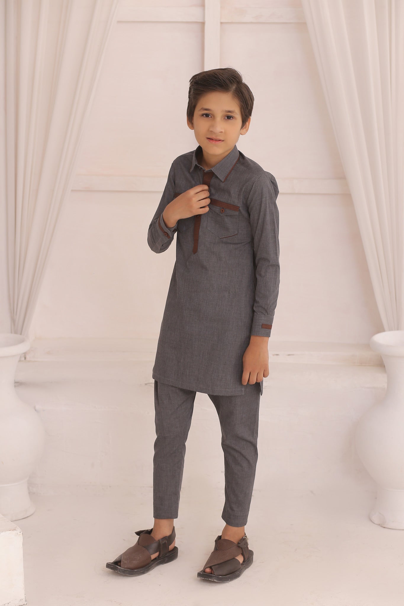 DMW Grey Junior Kurta Pajama Suit