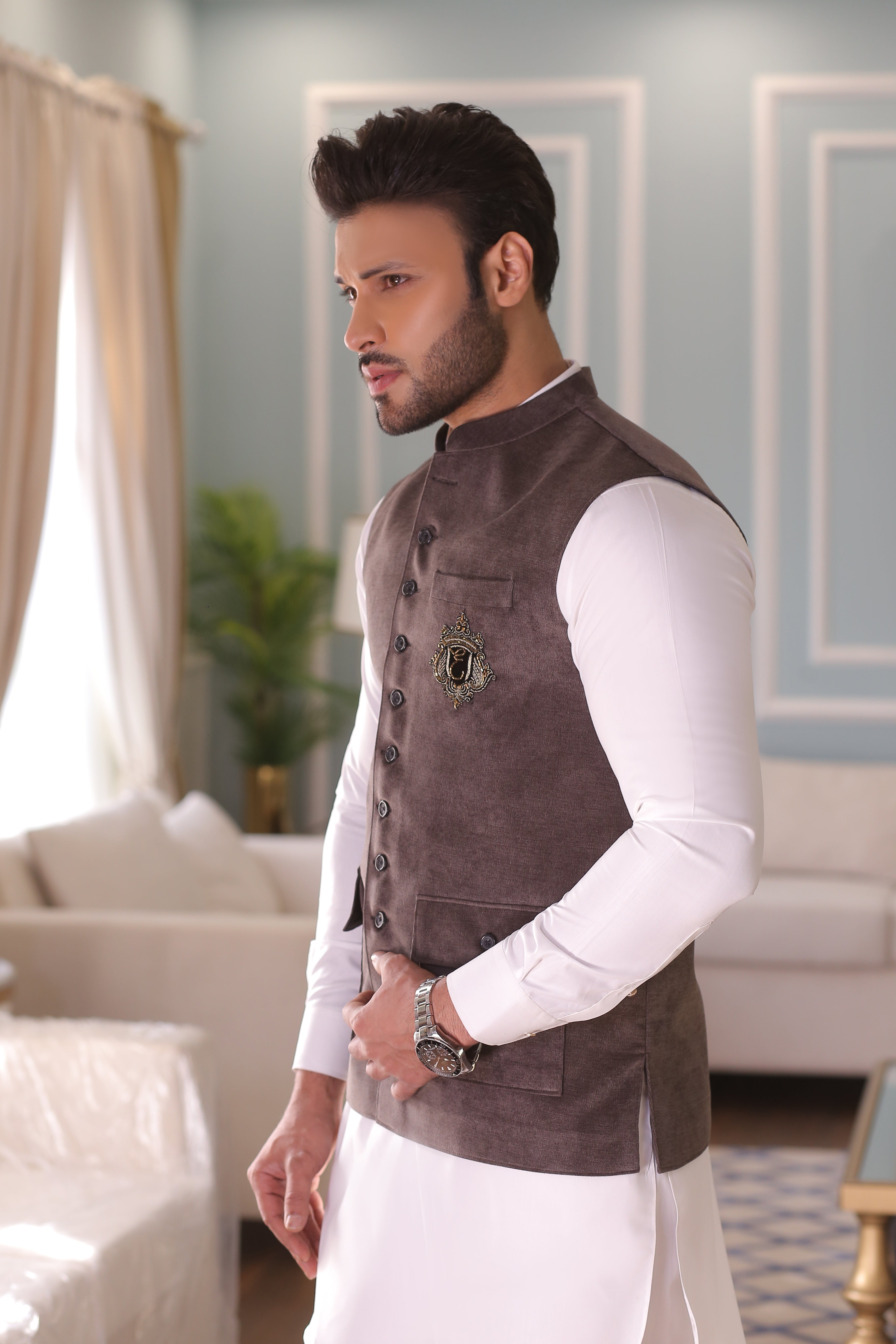 DM WC 1057 Grey 3p Waist Coat